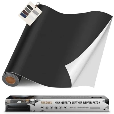 Afbeelding van zelfklevend reparatieleer, 40 x 200 cm, lederen reparatiepatch, kunstleer, voor banken, autostoelen, meubels, tassen, jassen (Liscio zwart)