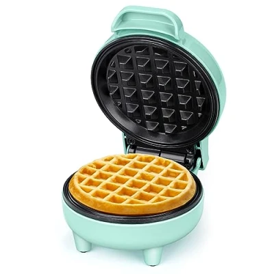 Afbeelding van SNAILAR Mini wafelijzer Belgische klein klassiek voor kinderverjaardagen, familiefeesten, Pasen of Kerstmis, schattig en compact design, 550 watt, groen