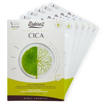 Afbeelding van Ardaraz Herstellend Gezichtsmasker met Cica (Centella Asiatica). Hydraterend gezichtsmasker, anti rimpel, vermindert vlekken en roodheid. Set van 5