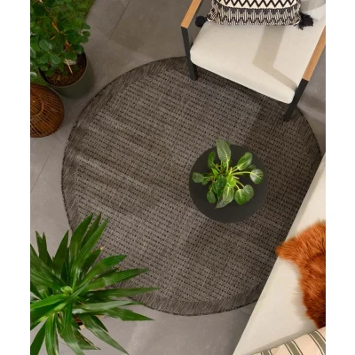 Afbeelding van Buitenkleed Rond Coastal Zwart 160 Cm