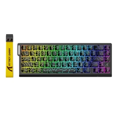 Afbeelding van ATTACK SHARK X68 HE 60% RGB gaming toetsenbord met magnetische schakelaars, instelbare bediening, Snap Tap, voor pc/Mac, zwarte contouren
