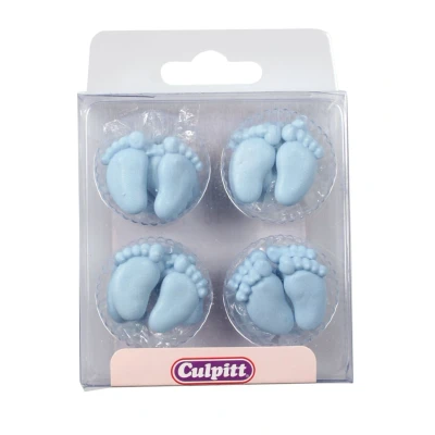 Afbeelding van Culpitt Suikerdecoratie Baby Voetjes Blauw 12 paar