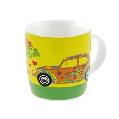 Afbeelding van BRISA VW Volkswagen Collection Grote keramische mok voor koffie, thee en cappuccino (bloem/geel)