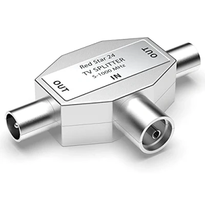 Afbeelding van RedStar24 Antenneverdeler 2 weg tv adapter T 1 IEC coaxiale vrouwelijke ingang (koppeling) W uitgangen M DVB / BK 5 1000 MHz