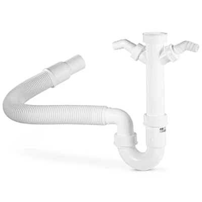Afbeelding van Xavax flexibel filter voor keuken gootsteen, wasmachine en vaatwasser, 1 1/2&quot;, 2 x 1&quot; filterfittingen geurstopper, wit