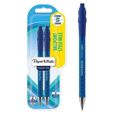 Image de Paper Mate Flexgrip Ultra stylo bille rétractable pointe moyenne (1,0 mm) encre bleue lot de 2