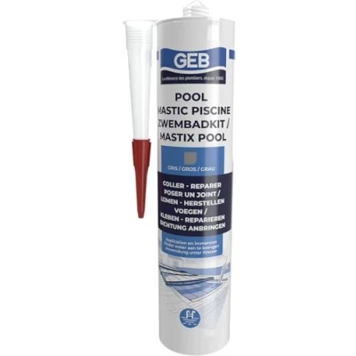 Afbeelding van GEB Speciale waterdichte kit voor zwembad, grijs, 290 ml, het lijmen en repareren van zwembadelementen, tegels, mozaïek, margella, projector, afvoer