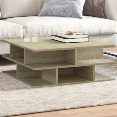 Afbeelding van Salontafel 70x70x29 cm bewerkt hout sonoma eikenkleurig