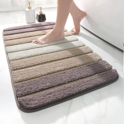 Afbeelding van Badkamertapijt, antislip, badmat, 40 x 60 cm, absorberend, zacht, machinewasbaar, voor badkamer, beige