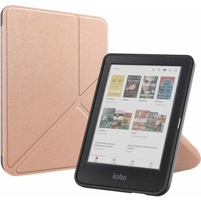 Afbeelding van iMoshion Ereader Cover / Hoesje Geschikt voor Kobo Clara BW Colour Origami Bookcase e reader Rosé goud