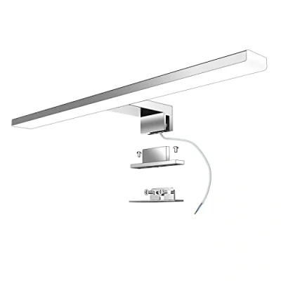 Afbeelding van Led Spiegellamp Badkamer 40 Cm 10w 820lm 230v Neutraal Wit 4000k Aogled,Roestvrij Staal Ip44 Klasse Ii Slanke Badspiegellamp,Klem Op De Spiegel/Kast/Wandverlichting 400 mm