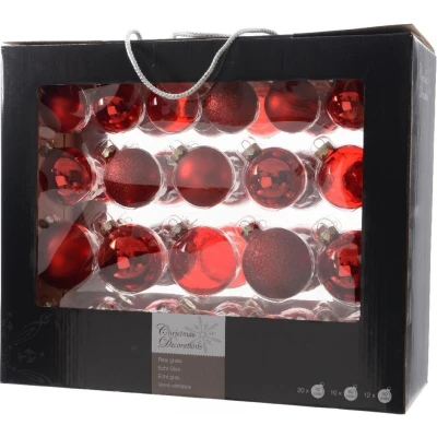 Afbeelding van Kerstbal glas gl mt glit tr/assorted/kerstrood KSD