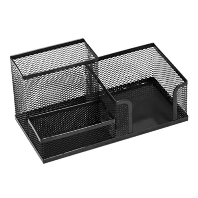 Afbeelding van LEVIATAN Bureau organizer, pennenhouder van metaal, bureaurek met mesh notitiehouder, multifunctionele bureauorganizer mesh, 205 x 103 98 mm, zwart