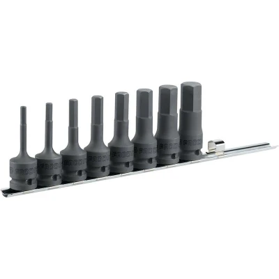 Image de FACOM NSHM.J8 jeu de douilles pour tournevis à percussion 1/2&quot; vis six pans creux dimensions métriques sur rack 8 pièces