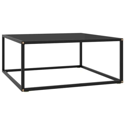 Afbeelding van Salontafel met zwart glas 80x80x35 cm