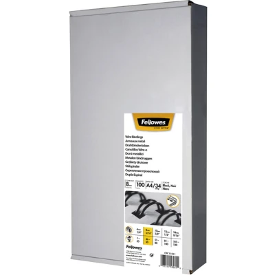 Afbeelding van Fellowes Draadruggen, Doos Van 100 Stuks, 8 Mm, Zwart Draadruggen
