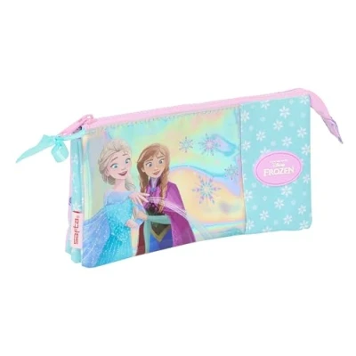 Afbeelding van Pennenetui met 3 vakken Frozen Cool days Paars Hemelsblauw 22 x 12 cm