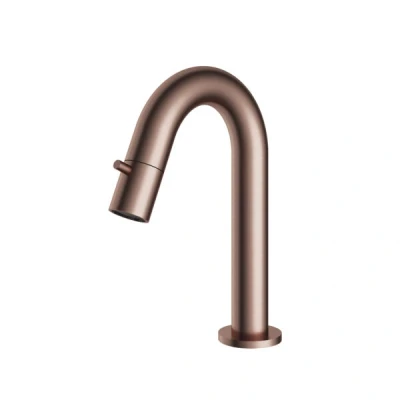 Afbeelding van HotBath Dude Fonteinkraan opbouw u uitloop 11.8cm PVD Geborsteld koper