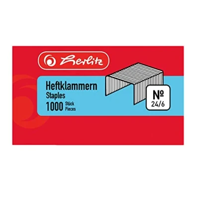 Afbeelding van Herlitz nietjes nr. 10, 2 x 1000 stuks op kaart, verzinkt 24/6