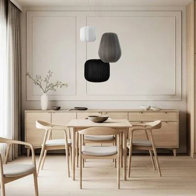 Afbeelding van Lindby hanglamp Helin, 3 lamps, zwart/wit/grijs, 60 cm