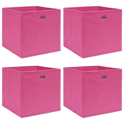 Afbeelding van Opbergboxen 4 st 32x32x32 cm stof roze