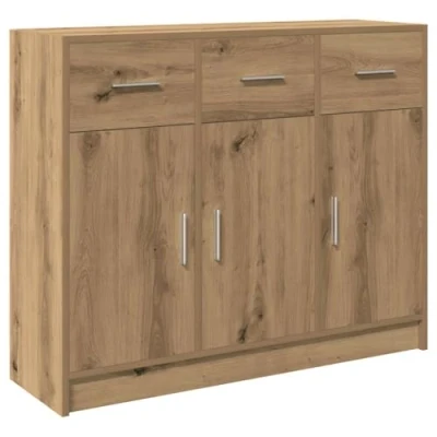 Afbeelding van vidaXL Dressoir 91x28x75 cm bewerkt hout artisanaal eikenkleur