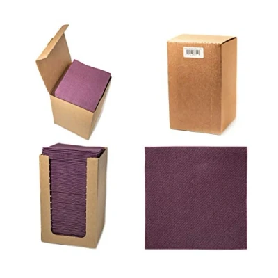 Afbeelding van Alvotex CHIC Airlaid 100 stuks Coctail wegwerpservetten, 1/4 voudig, stoflook, premium kwaliteit, pruim, 20 x cm