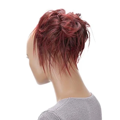 Afbeelding van PRETTYSHOP XXL haarstukje scrunchie opgestoken haar volumineus golvend chignon rood mix G9F