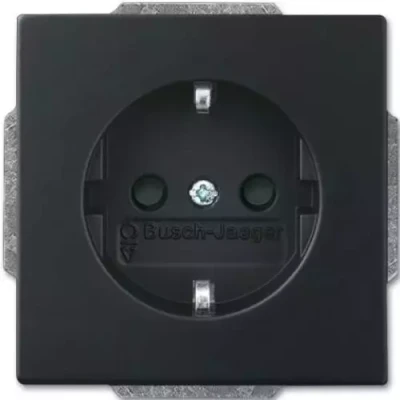 Afbeelding van Busch Jaeger inbouw stopcontact met randaarde Future Linear zwart mat 20 EUC 885