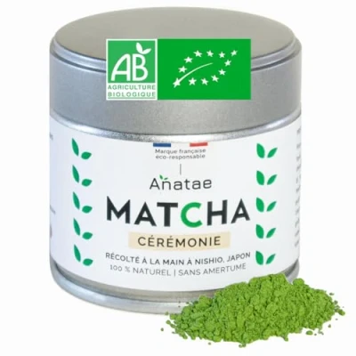 Afbeelding van Anatae Biologische matcha thee, Frans merk, niet bitter, groene theepoeder, 100% biologisch, Japanse theeceremoniekwaliteit, met de hand geoogst in Nishio, Japan, 30 g