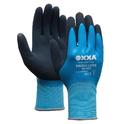 Afbeelding van Werkhandschoen waterdicht latex gecoat, 11/XXL, Oxxa, Zwart