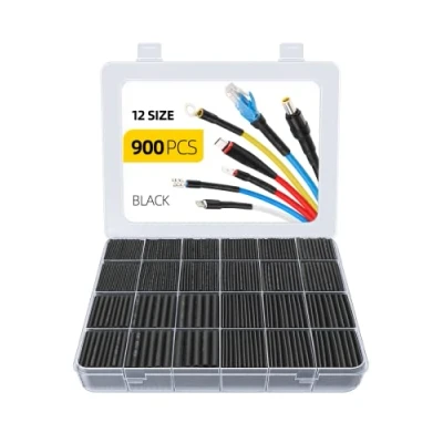 Afbeelding van Eventronic krimpkous, 900 stuks, verhouding 2:1, buisset voor krimpkabel, elektrische isolatie, met doos (zwart / 12 maten)