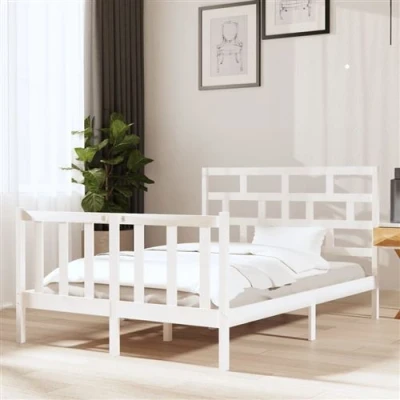 Afbeelding van Bedframe massief grenenhout wit 140x190 cm
