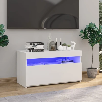 Afbeelding van Tv meubel met LED verlichting 75x35x40 cm wit
