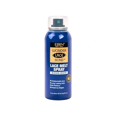 Afbeelding van EBIN NEW YORK Wonder Lace Melt Aerosol, beschermt randen en niet detecteerbare kant, langdurige grip, zonder resten, keratine + biotine infusie (80 ml)