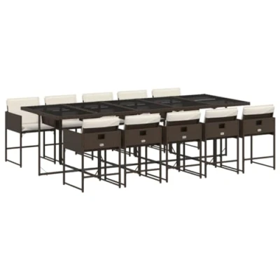 Afbeelding van vidaXL 11 delige Tuinset met kussens poly rattan bruin