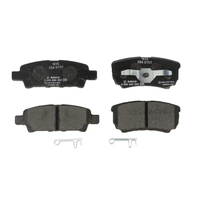 Afbeelding van BOSCH 0 986 494 502 Remblokkenset Low Metallic Met akoestische slijtagewaarschuwing plunjerclip MITSUBISHI: Lancer 8 Limousine,