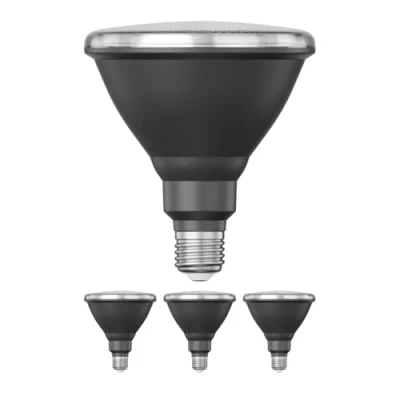 Afbeelding van ledscom.de 4 ledlampen E27, PAR38 korte hals, wit (4200 K), 16,1 W, 1379 lm, 45, reflectorspiegel (zilver)