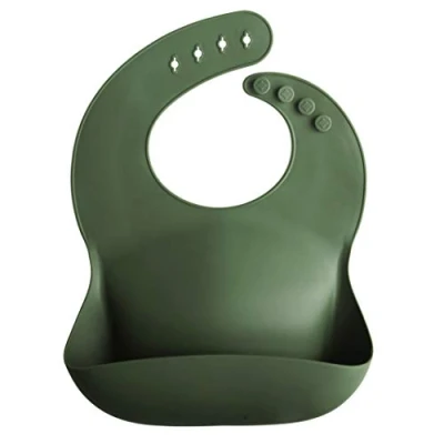 Afbeelding van Mushie siliconen slab forest green met opvangbakje bibs