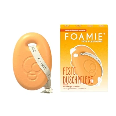 Afbeelding van Foamie Orange Sprizz vaste doucheverzorging 3 in 1: reinigt, masseert en verzorgt met monoi olie zomergeur hydraterend pH huidneutraal veganistisch plasticvrij 80 g