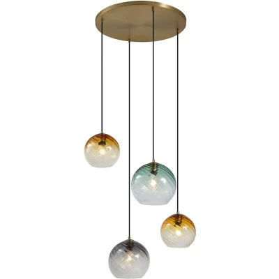 Afbeelding van QAZQA bao Art Deco Hanglamp voor boven de eettafel in eetkamer 4 lichts Ø 64 cm Brons Woonkamer Slaapkamer Keuken