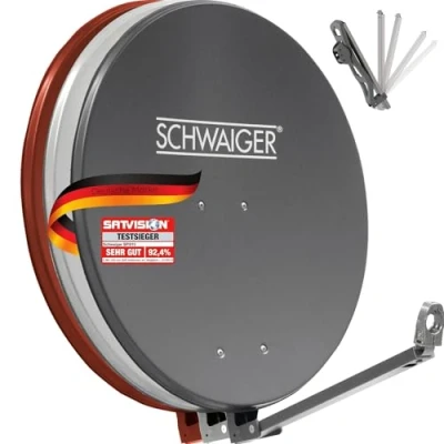 Afbeelding van SCHWAIGER SAT satellietantenne 258 aluminium offsetantenne LNB arm masthouder 88 x cm antraciet