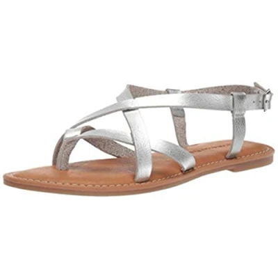 Afbeelding van Amazon Essentials Shogun Casual Sandalen met riempjes, platte damessandalen, zilver.