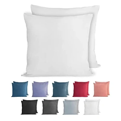 Afbeelding van Komfortec Set van 2 Premium Jersey Kussenslopen 60x60 cm Superzachte Kussenhoes 100% Katoen 150 g/m² Wit
