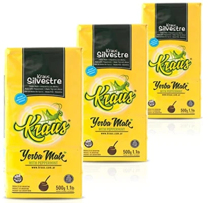 Afbeelding van 🌿Yerba Maté Kraus Oudejaarsavond munt 1,5 kg + geschenkmonster (50 g): rijk aan antioxidanten en vitaminen, versnelt de stofwisseling zonder suiker