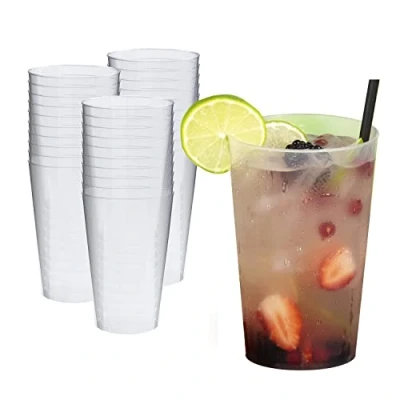 Afbeelding van Silverkitchen 30 stuks 500 ml transparante harde plastic bekers + 2 extra (1 verpakking)