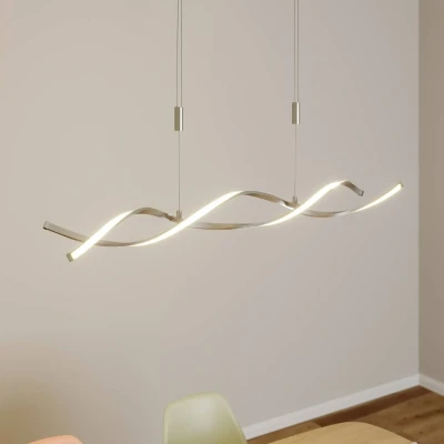Afbeelding van Lindby Hanglampen met dimmer 2 lichts Metaal, PMMA nikkel satijn, wit Inclusief lichtbronnen