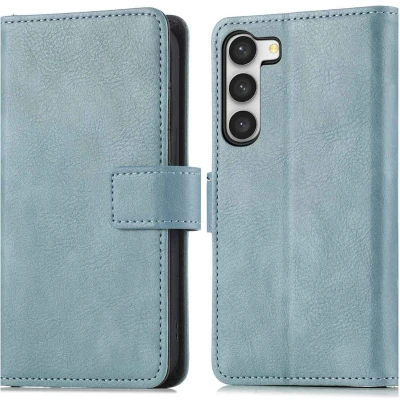 Afbeelding van iMoshion Hoesje Geschikt voor Samsung Galaxy S23 Met Pasjeshouder Luxe Bookcase Lichtblauw