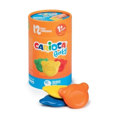 Afbeelding van CARIOCA Baby Teddy potloden 1+, tube met 12 kleurpotloden in beervorm, voor kinderen van maanden, stuks
