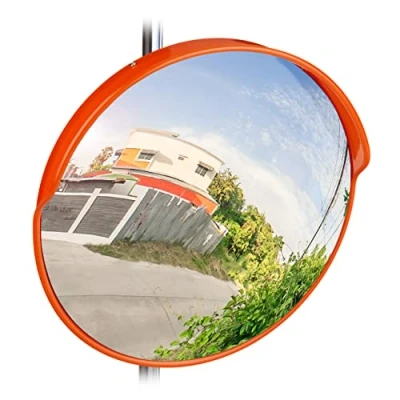 Afbeelding van Relaxdays verkeersspiegel 45 cm industriespiegel veiligheidsspiegel rond convexe rood